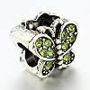 Large Hole Butterfly Alloy Rhinestone Beads MPDL-L011-M-3