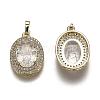 Golden Plated Brass Micro Pave Clear Cubic Zirconia Pendants ZIRC-F123-02D-2