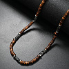 Bohemian Summer Cuboid Natural Gemstone & Coconut Heishi Beaded Necklaces LS-TY7189-3-1