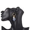 Oval with Flower Pattern 304 Stainless Steel Hoop Earrings EJEW-JE06737-01-2