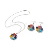 Natural & Synthetic Mixed Gemstone Beaded Flower Dangle Earrings & Pendant Necklace SJEW-JS01270-1