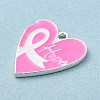Breast Cancer Pink Awareness Ribbon Theme Alloy Enamel Pendants ENAM-A147-01A-2