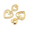 Hollow Heart Brass Pave Clear Cubic Zirconia Dangle Stud Earrings EJEW-M258-26G-2