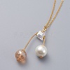 Pendant Necklaces and Ear Studs Jewelry Sets SJEW-JS01064-02-4