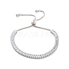 Brass Pave Clear Cubic Zirconia Rectangle Box Chain Slider Bracelets BJEW-YWC0002-05B-P-1
