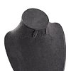 Bust Shaped Microfiber & Wood Jewelry Necklace & Earrings Display Stands NDIS-H042-01B-02-3