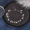 Natural White Moonstone Chips & Star Charms Anklet AJEW-AN00512-02-2