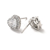 Clear Cubic Zirconia Heart Stud Earrings X-EJEW-K093-21P-2