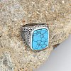 304 Stainless Steel with Synthetic Turquoise Finger Rings FS-WG67565-67-1