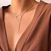 Alloy Cable Chain Square Lariat Necklaces for Women WG98ABB-01-2