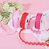 3 Rolls 3 Colors Heart Valentine's Day Polyester Lace Trim OCOR-FG0002-74-5