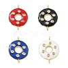 Rack Plating Brass Clear Cubic Zirconia Donut Connector Charms KK-A234-030G-01-1