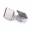 Tarnish Resistant 201 Stainless Steel Cuff Pad Ring Settings STAS-S080-041G-P-4