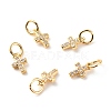 Brass Micro Pave Clear Cubic Zirconia Pendants ZIRC-P094-18G-RS-1