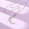 304 Stainless Steel Hollow Flower Moon Pendant Cable Chain Necklaces for Men Women NJEW-K308-01A-P-2