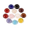 Flat Round with Peace Dove Glass Beads GLAA-T025-73M-1
