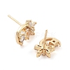 Moon with Flower Brass Micro Pave Cubic Zirconia Stud Earrings EJEW-Q800-24KCG-2