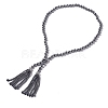 (Jewelry Parties Factory Sale)Electroplated Shell Beaded Tassel Necklaces NJEW-G329-03B-1