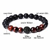Dyed & Heated Natural Red Tiger Eye & Lava Rock & Cubic Zirconia Round Beads Stretch Bracelets for Men Women Round Beads Stretch Bracelets for Men Women FF8165-10-1