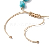 Adjustable Synthetic Turquoise Dyed Beads & Natural Cowrie Shell Beaded Braided Bead Bracelets for Women BJEW-JB11544-01-4