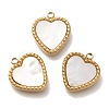 Ion Plating(IP) 304 Stainless Steel Pave Natural Shell Heart Charms STAS-P371-011G-1