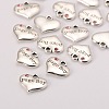 Wedding Theme Antique Silver Tone Tibetan Style Heart with Page Boy Rhinestone Charms TIBEP-N005-14D-2