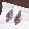 430 Stainless Steel Leaf Dangle Earrings EJEW-A137-08P-05-3