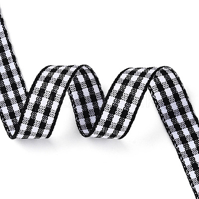 Single Face Plaid Polyester Satin Ribbon SRIB-T009-10B-1