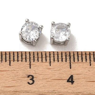 Brass with Single Clear Cubic Zirconia Beads KK-H461-09B-P-1