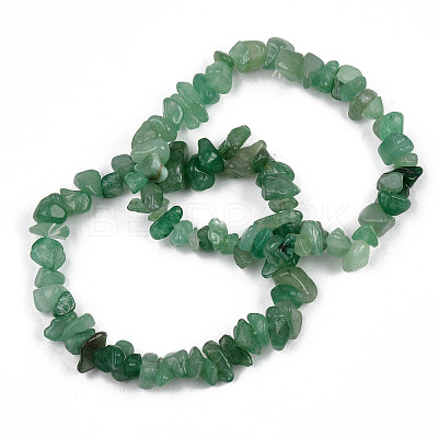 Unisex Chip Natural Green Aventurine Beaded Stretch Bracelets BJEW-S143-11-1