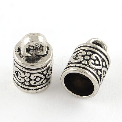 Tibetan Style Column Alloy Cord Ends X-PALLOY-S041-01AS-RS-1