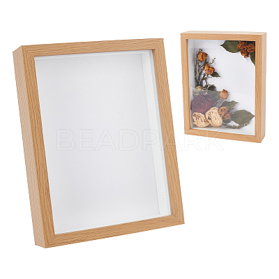 Wood with Paper Dried Flower Photo Frame AJEW-WH0314-109A-1