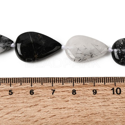 Natural Tourmalinated Quartz/Black Rutilated Quartz Beads Strands G-D365-A02-1