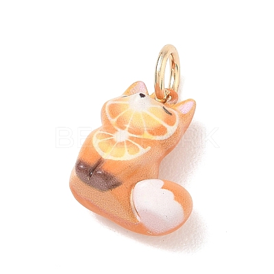 Animal Theme Brass Enamel Pendants KK-CBAE20A-02B-G-1