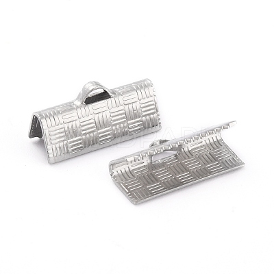 Non-Tarnish 304 Stainless Steel Ribbon Crimp Ends STAS-L244-51A-P-1