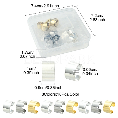 30Pcs 3 Colors 304 Stainless Steel Ear Cuff Findings STAS-FS0001-60-1