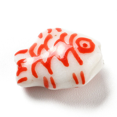 Handmade Printed Porcelain Beads PORC-F005-03C-1