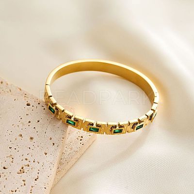 304 Stainless Steel Micro Pave Cubic Zirconia Bangles FS-WGAAFE2-01-1