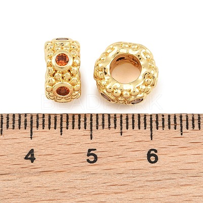 Brass Micro Pave Orange Cubic Zirconia European Beads CU-CBAB99C-03G-1