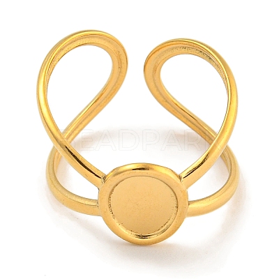 Ion Plating(IP) 304 Stainless Steel Oval Cuff Ring Components RJEW-A043-07G-1