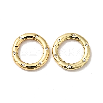 Brass Pave Clear Cubic Zirconia Spring Gate Rings X-KK-J301-15G-1