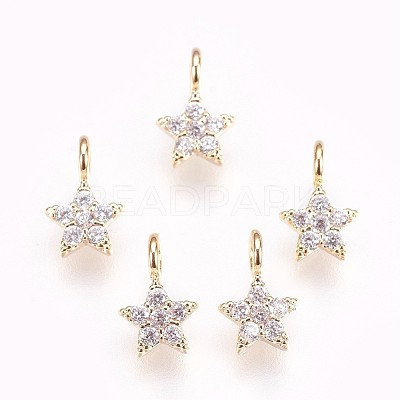Brass Micro Pave Cubic Zirconia Charms X-KK-P157-07G-NF-1