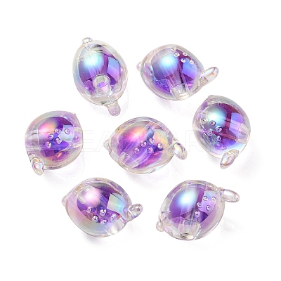UV Plating Rainbow Iridescent Acrylic Beads OACR-F004-07A-1