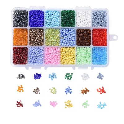 18 Colors Glass Seed Beads SEED-JP0007-03-1