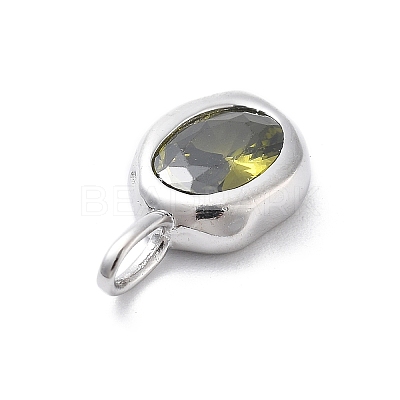 925 Sterling Silver Cubic Zirconia Oval Charms STER-S006-01S-H-1