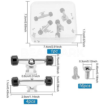 Plastic & Aluminum Alloy Skateboard Bracket Bearing Wheel AJEW-FG0001-76B-1