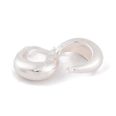 925 Sterling Silver Chunky Crescent Moon Hoop Earrings for Women EJEW-P273-01S-1