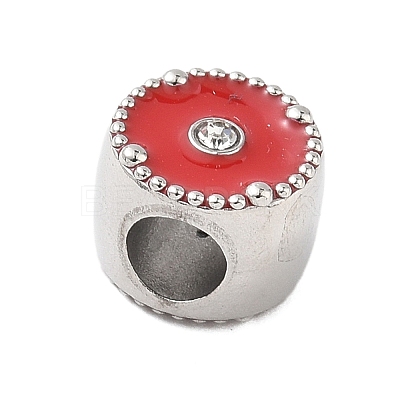 304 Stainless Steel Enamel with Rhinestone European Beads STAS-Z130-06P-1