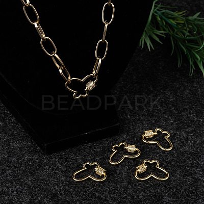 Brass Micro Pave Cubic Zirconia Screw Carabiner Lock Charms KK-I657-15G-1