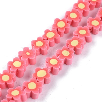 Handmade Flower Polymer Clay Beads Strands CLAY-M003-07K-1